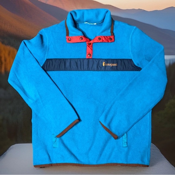Cotopaxi Teca Fleece Pullover Mens Small Blue Textured 1/4 T Snap Sweater - Picture 1 of 6